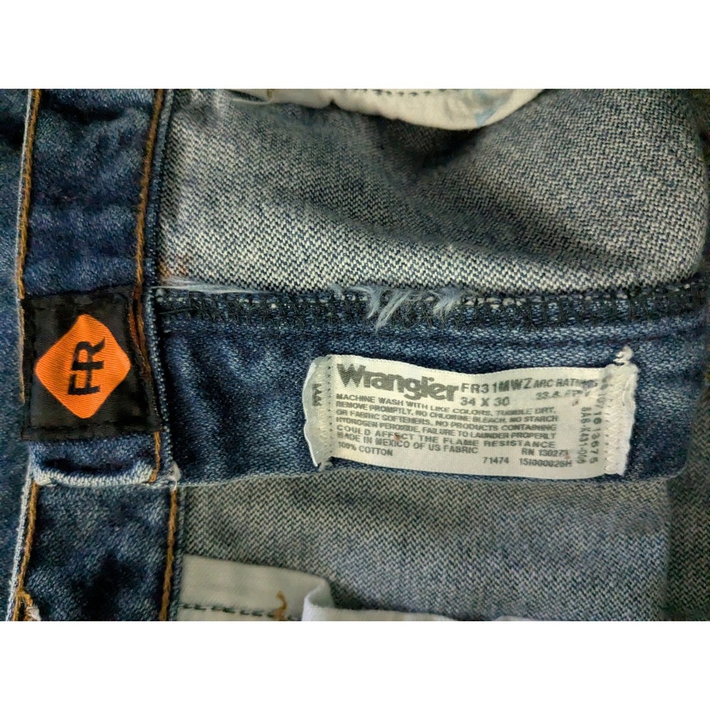 Wrangler FR Flame Resistant Relaxed Fit Jeans Blue Denim 34x30 FR31MWZ HRC2 - Picture 4 of 8